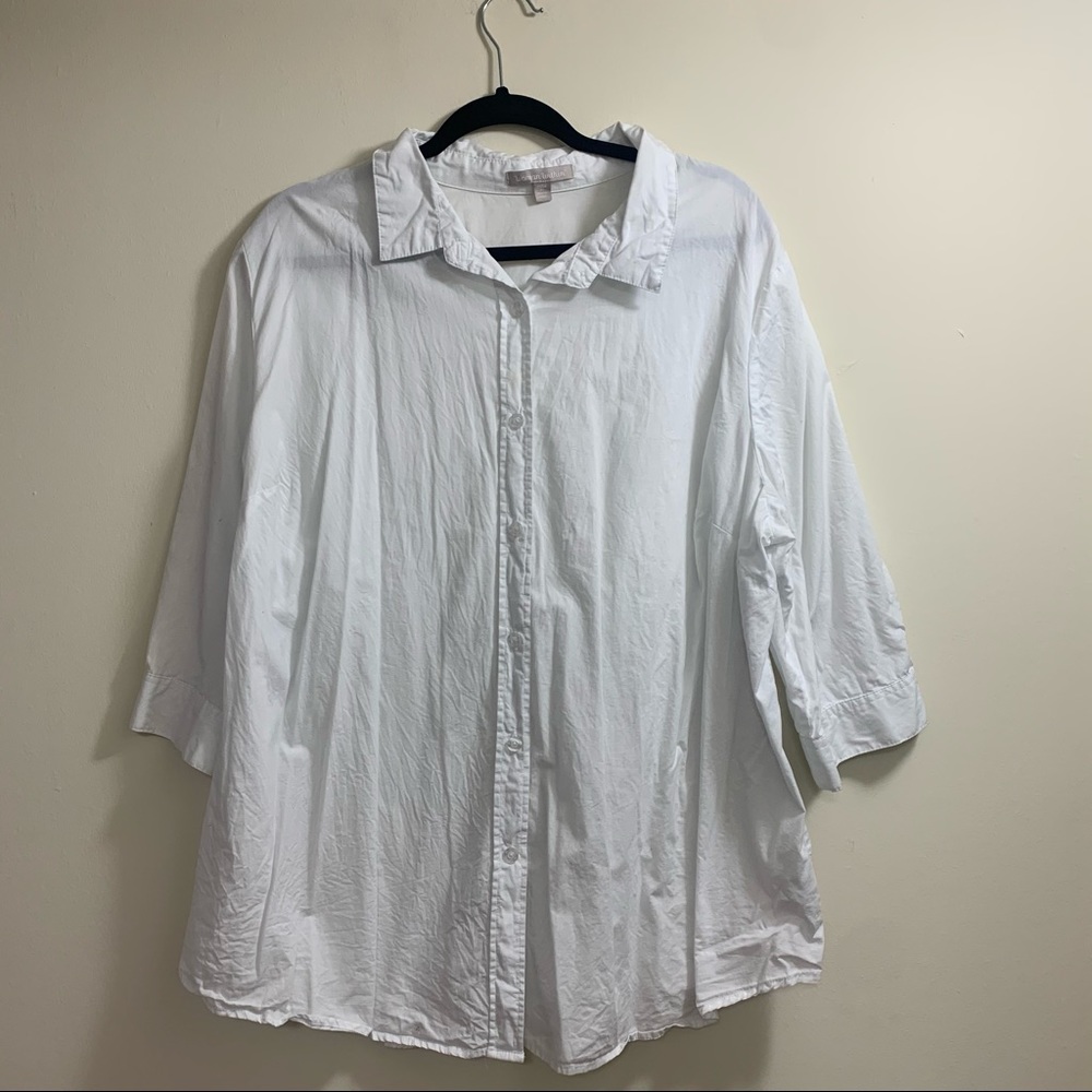 Woman Within White Button Up Shirt 1x